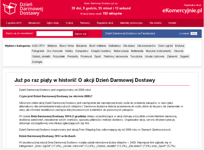 dzień darmowej dostawy 2014